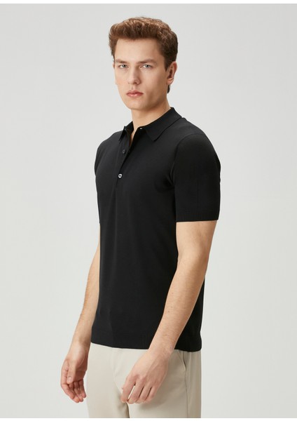 Roth Siyah Polo Yaka Kısa Kollu Triko modelleri