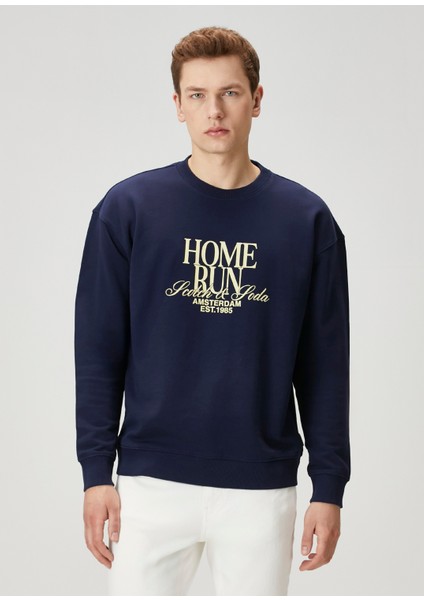 Regular Fit Home Run Artwork Lacivert Sweatshirt
