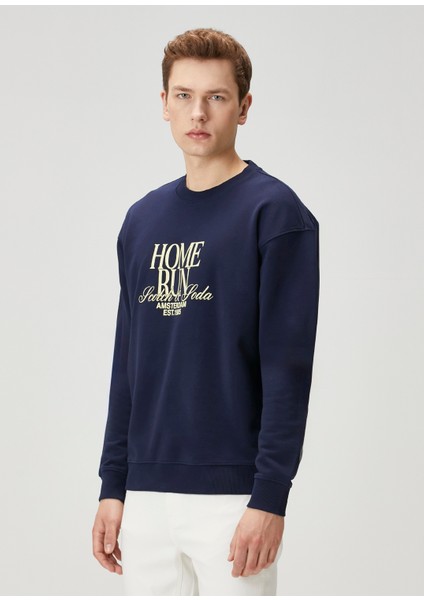 Regular Fit Home Run Artwork Lacivert Sweatshirt