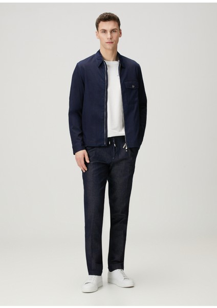 Koyu Lacivert Beli Kordonlu Jean Pantolon