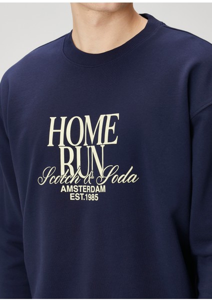 Regular Fit Home Run Artwork Lacivert Sweatshirt