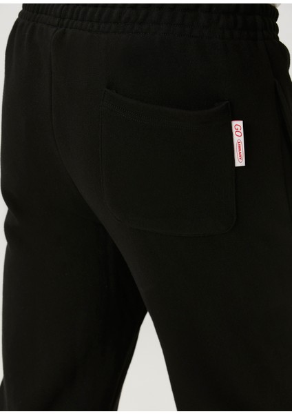 Siyah Slogan Detaylı Jogger Eşofman Altı
