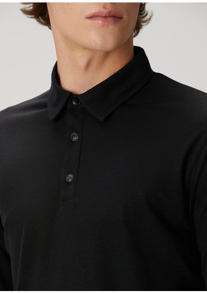 Siyah Polo Yaka Sweatshirt indirimleri