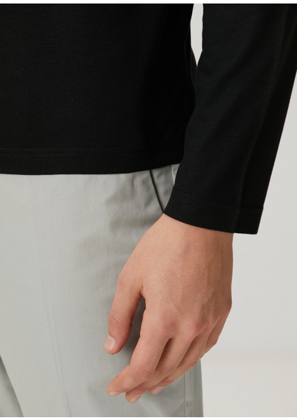 Siyah Polo Yaka Sweatshirt