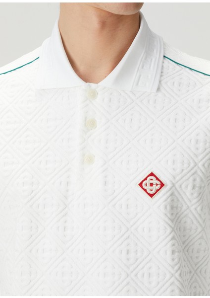 Beyaz Polo Yaka Logo Motifli Triko indirimleri
