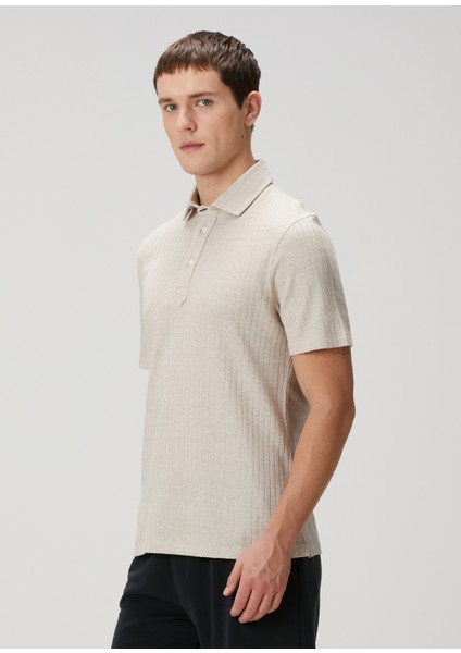 Beyaz Polo Yaka Keten T-Shirt modelleri