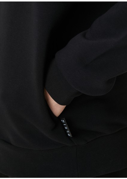 Siyah Kapüşonlu Logo Detaylı Sweatshirt