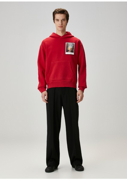 Postcard Bordo Kapüşonlu Baskılı Sweatshirt