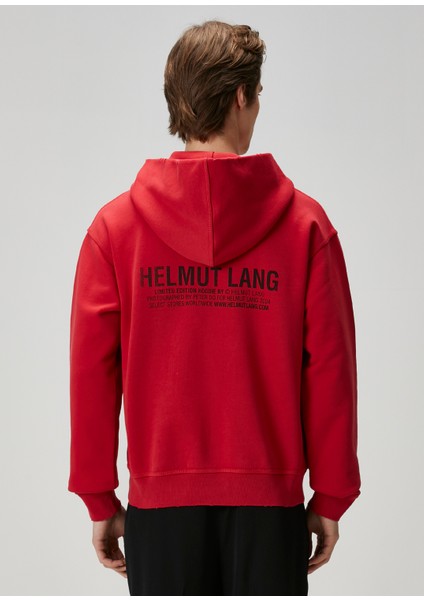 Postcard Bordo Kapüşonlu Baskılı Sweatshirt