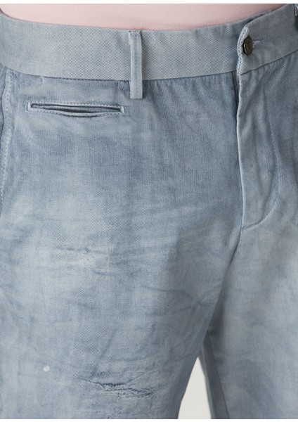 Açık Mavi Straight Chino Jean Pantolon