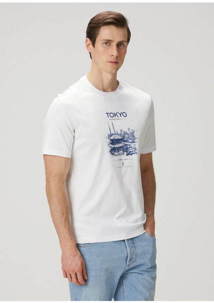 Beyaz Şehir Baskılı T-Shirt modelleri