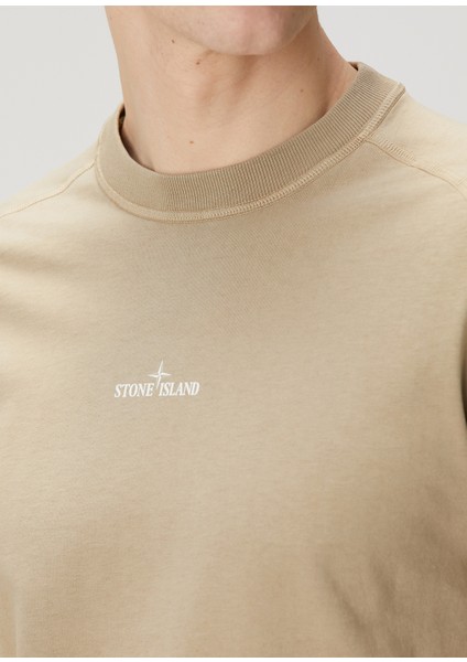Koyu Bej Logo Baskılı T-Shirt indirimleri