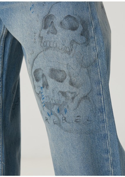 Bones Mavi Bootcut Jean Pantolon