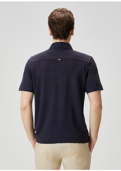 Lacivert Polo Yaka Keten T-Shirt fırsatları
