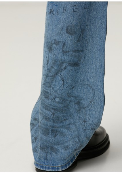 Bones Mavi Bootcut Jean Pantolon