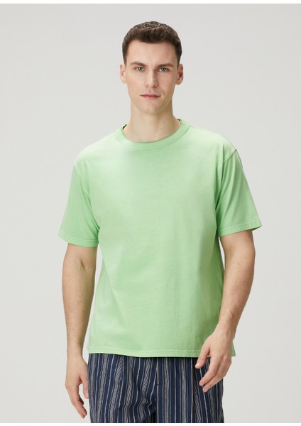 Relaxed Fit Yeşil Basic T-Shirt