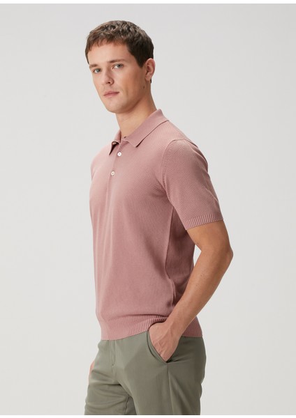 Pembe Polo Yaka Kısa Kollu Triko modelleri