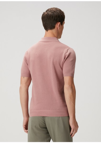 Pembe Polo Yaka Kısa Kollu Triko fırsatları