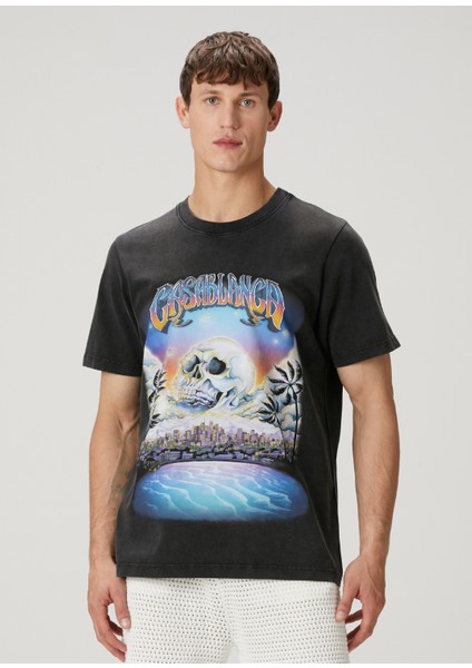 Siyah Figür Baskılı Organik Pamuk T-Shirt