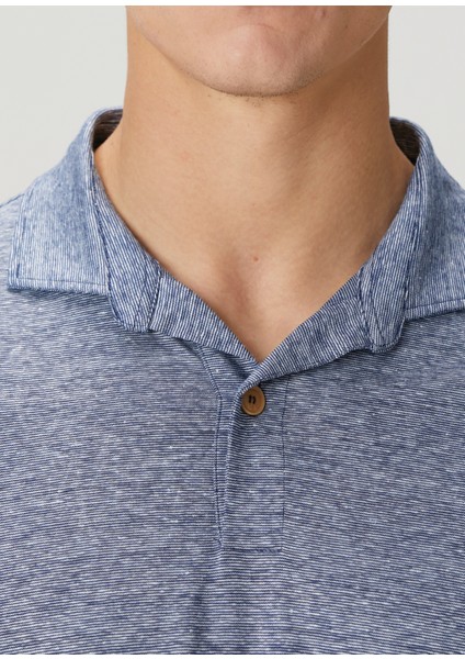 Mavi Polo Yaka Yün Karışımlı Keten T-Shirt indirimleri