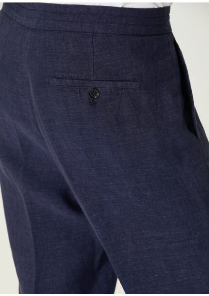 Lacivert Keten Pantolon