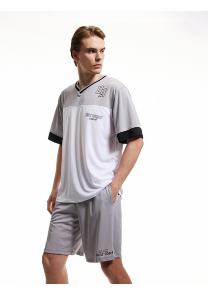 Yeni Sezon Beli Bağcıklı Baskılı Cep Detaylı Oversize Spor Şort