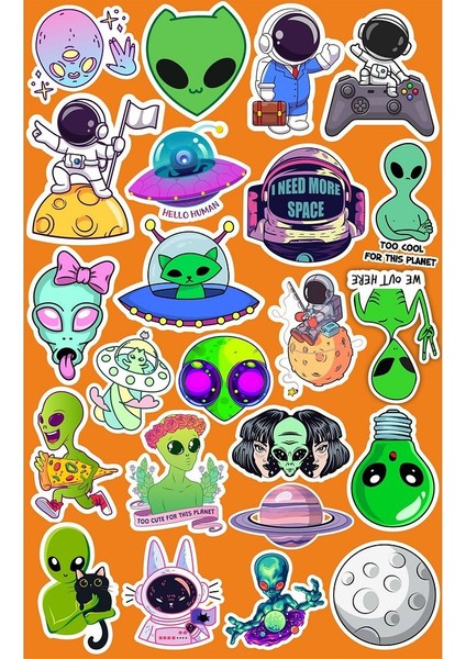 Space Uzay Çıkartmaları Seri 3 Sticker Telefon Laptop Notebook Tablet Defter Matara Sticker Etiket