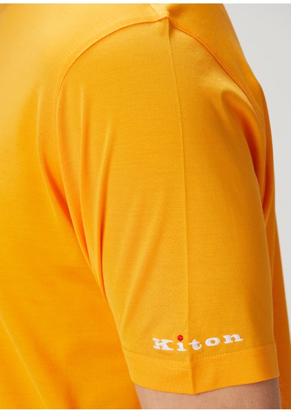 Turuncu Logo Nakışlı T-Shirt