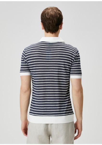 Lacivert Polo Yaka Keten T-Shirt fırsatları