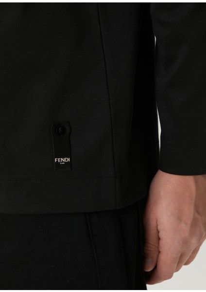 Siyah Logo Detaylı Uzun Kollu T-Shirt