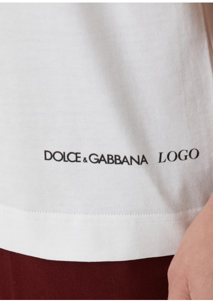 Beyaz Logo Desenli T-Shirt