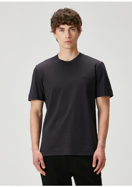 Lacivert Logo Nakışlı T-Shirt
