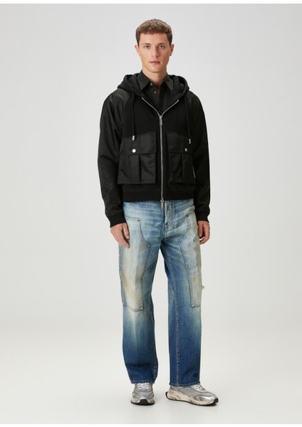 Siyah Kapüşonlu Sweatshirt
