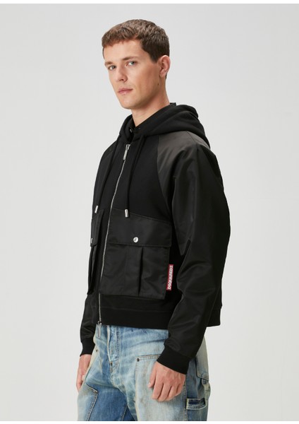 Siyah Kapüşonlu Sweatshirt