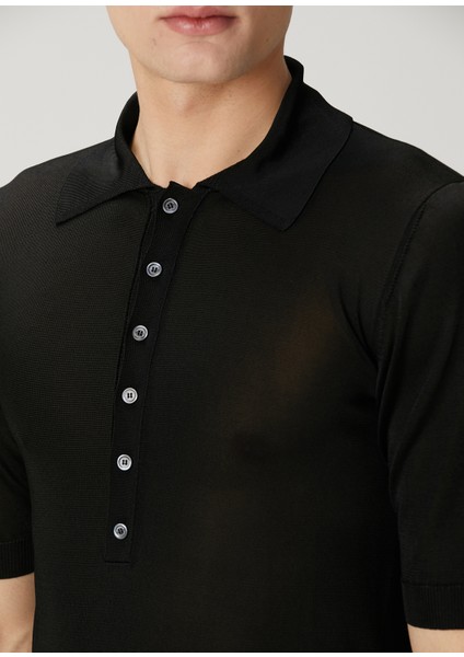 Siyah Polo Yaka Kısa Kollu Triko indirimleri