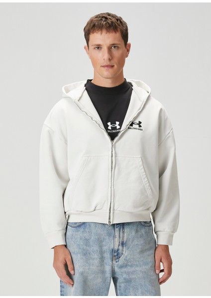 x Under Armour Regular Fit Kırık Beyaz Sweatshirt