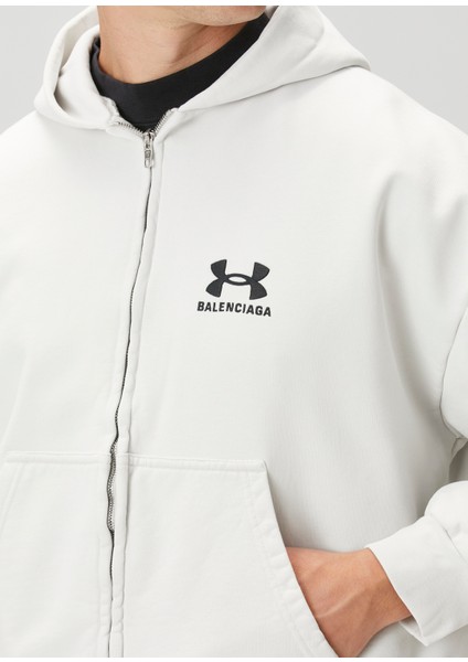x Under Armour Regular Fit Kırık Beyaz Sweatshirt