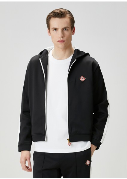Siyah Kapüşonlu Scuba Sweatshirt