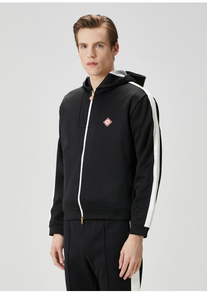 Siyah Kapüşonlu Scuba Sweatshirt
