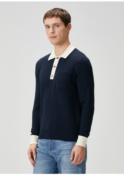 Lacivert Polo Yaka Sweatshirt modelleri