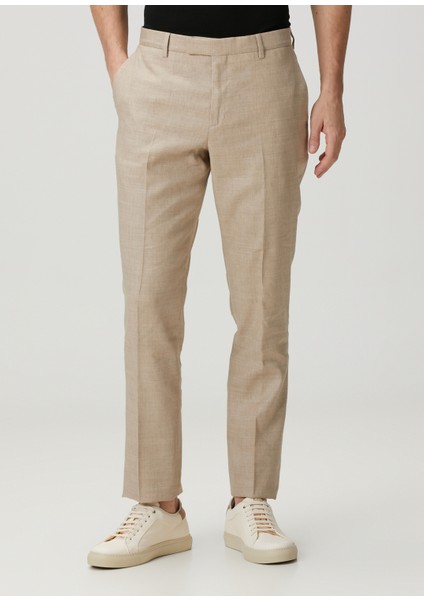 Bej Keten Pantolon