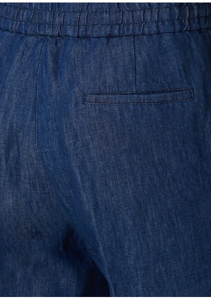 Lacivert Beli Kordonlu Çift Pilili Pantolon