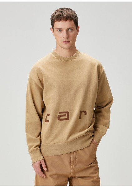 Felt Script Bej Sweatshirt