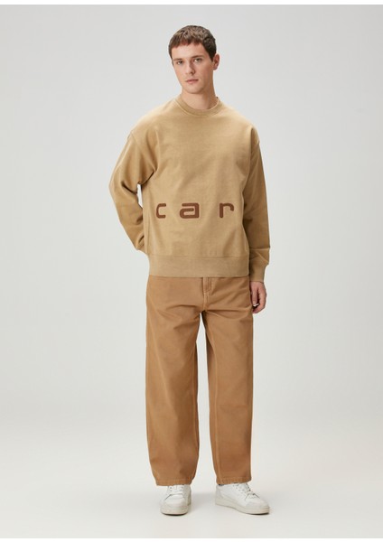 Felt Script Bej Sweatshirt
