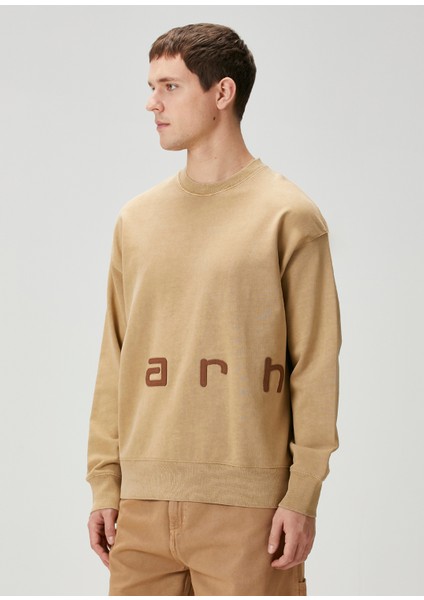 Felt Script Bej Sweatshirt