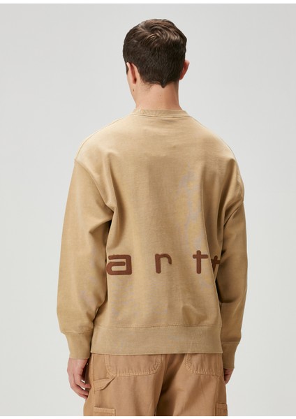 Felt Script Bej Sweatshirt