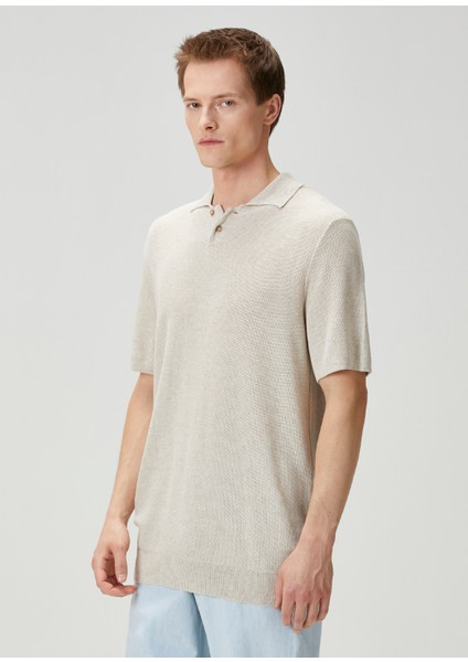 Bej Polo Yaka Kısa Kollu Triko modelleri