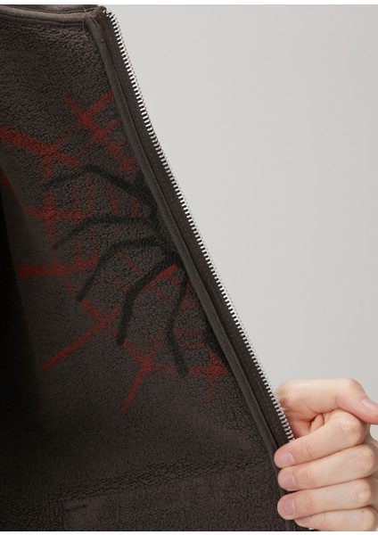 Kahverengi Kapüşonlu Organik Pamuk Sweatshirt