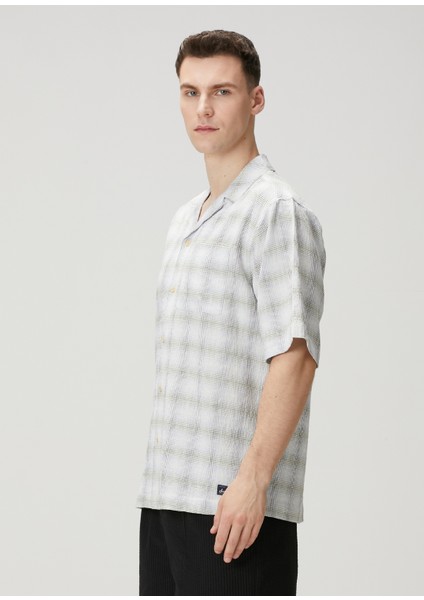 Relaxed Fit Açık Mavi Ekoseli Kısa Kollu Gömlek