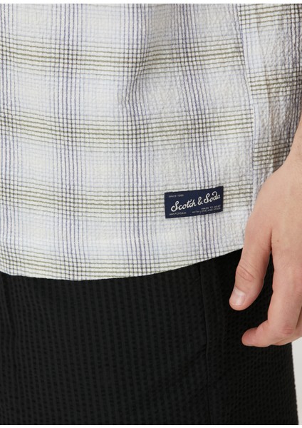 Relaxed Fit Açık Mavi Ekoseli Kısa Kollu Gömlek